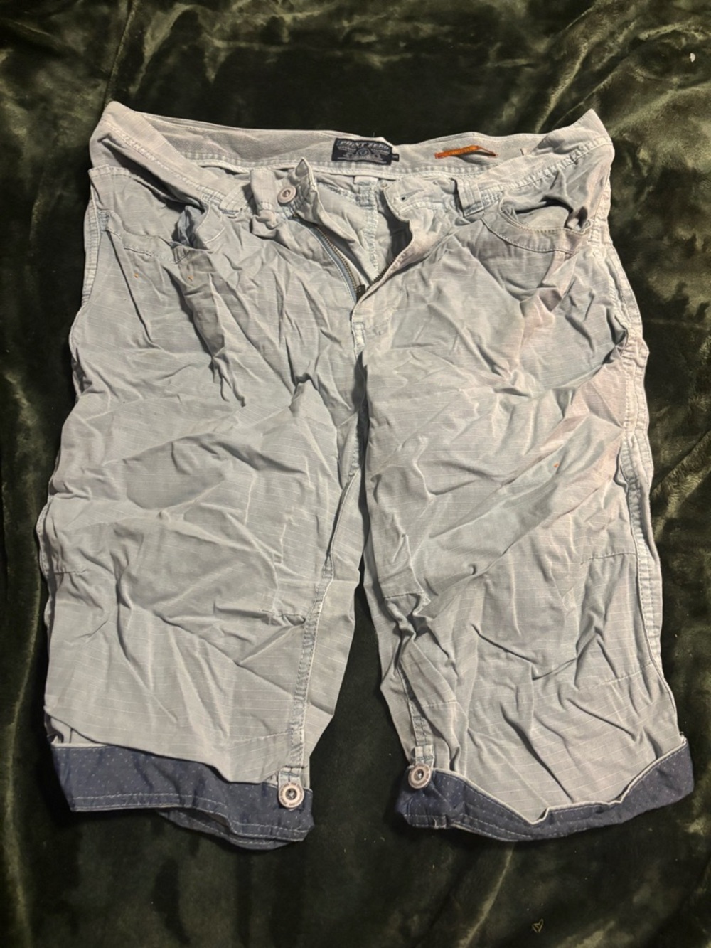 Point Zero Light Gray Men’s Flat Front Shorts with Navy Trim
